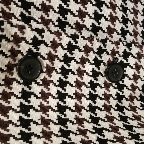 💕DEREK LAM COLLECTIVE💕 Houndstooth Bell Sleeve Coat Black White Brown 50 NWOT - Picture 12 of 14